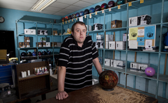 Photography by a Student of a Man in a Bowling Alley